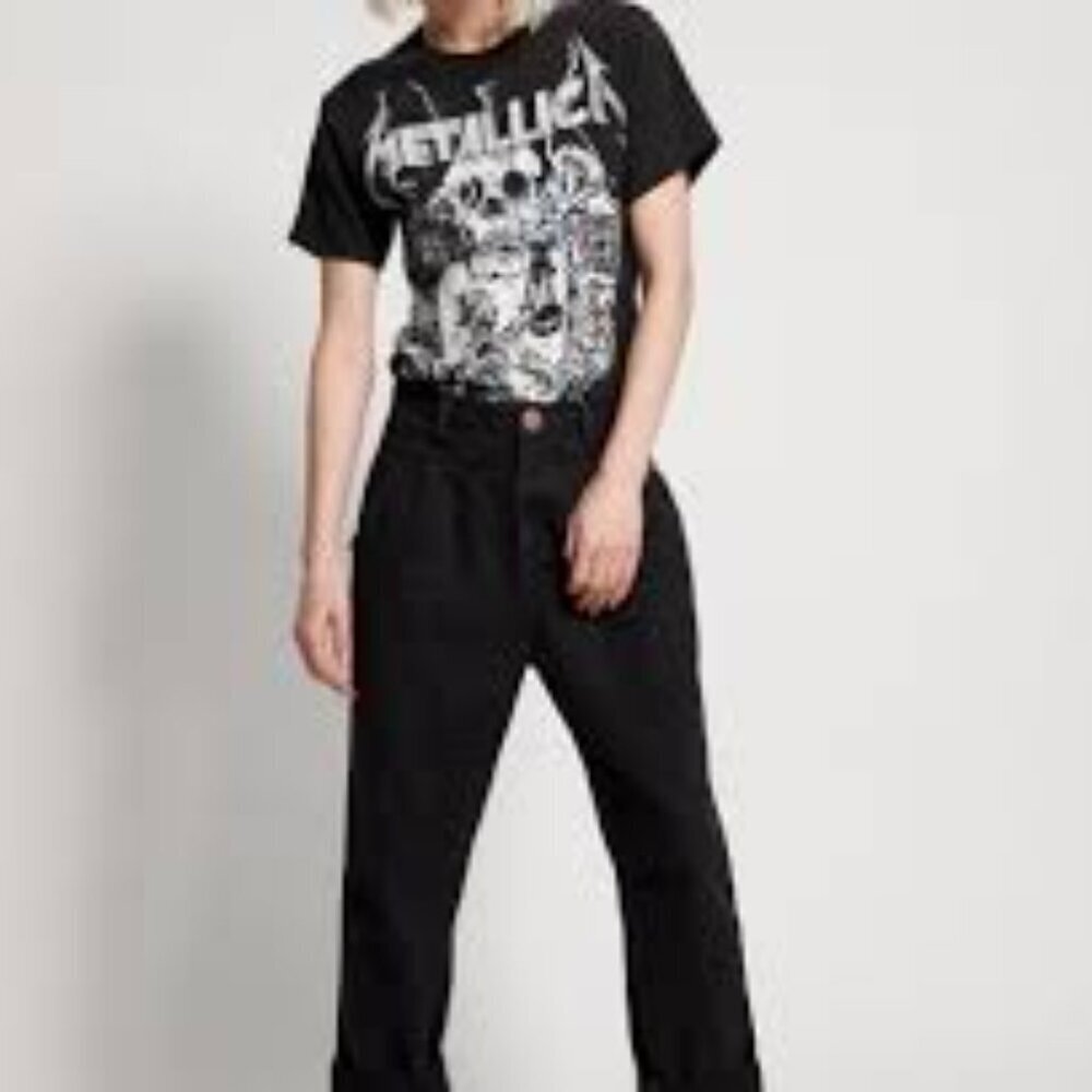 ✅ ONE TEASPOON STREET‎ WALKERS BLACK HIGH WAISTED 80S JEANS SIZE 28 BAGGY FRONT